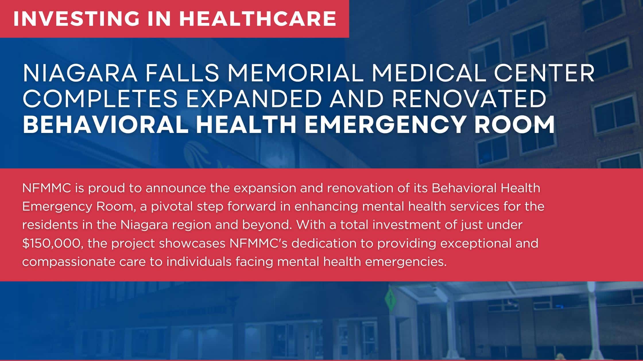 Niagara Falls Memorial Medical Center Completes Expanded and Renovated Behavioral Health Emergency Room